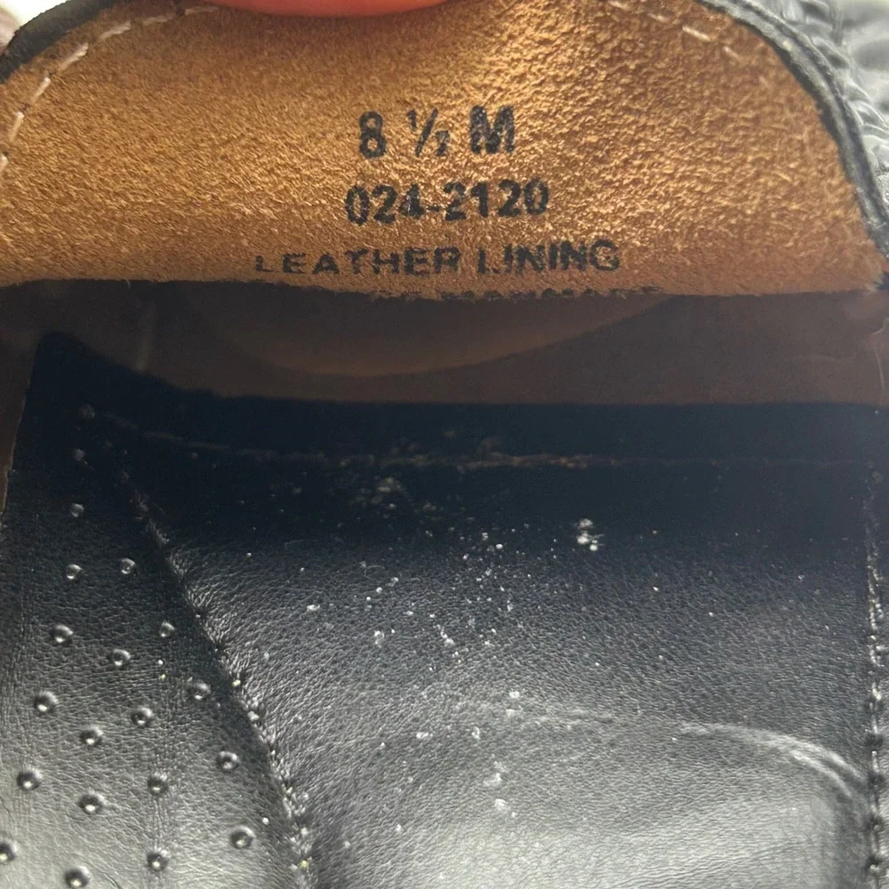 VTG St Johns Bay Loafers Women 8.5 Black Croc Embossed Tassel Driving Mocs Prepp